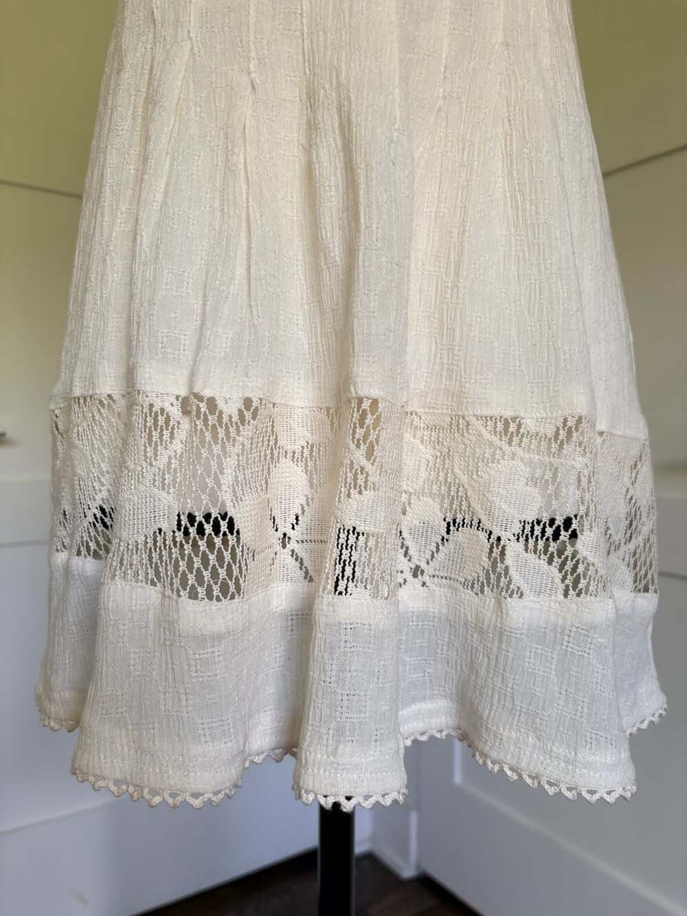 Free People Romantic Lace Tie-Back Tunic Tank Top Cream Size 6 - Picture 6 of 10